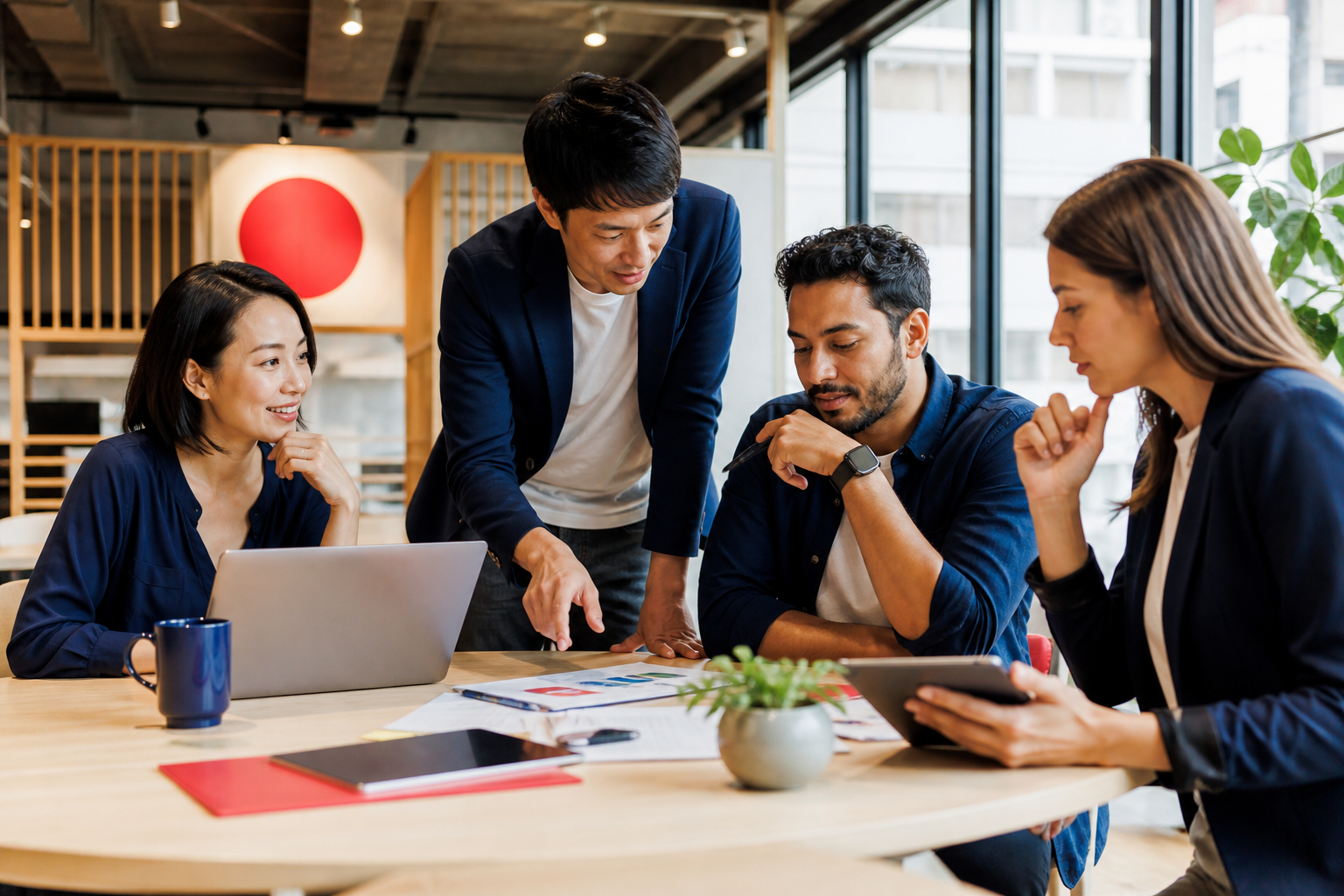 Empreendedores reunidos em um espaço de trabalho no Japão